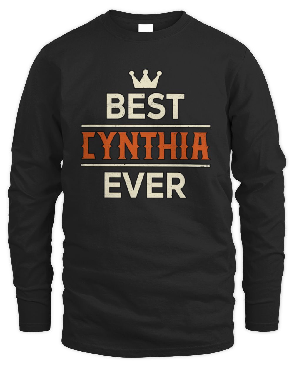 Best Your Name With Crown Shirt CYNTHIA M1-59 / Men's Long Sleeved T-Shirt / black