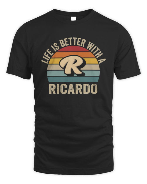 Life Is Better with Name Vintage Sun Shirt RICARDO M1-50 / Unisex Standard T-Shirt / black