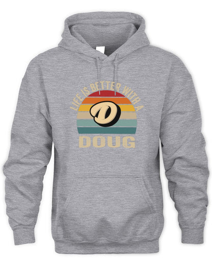 Life Is Better with Name Vintage Sun Shirt DOUG M1-50 / Unisex Hoodie / sport grey