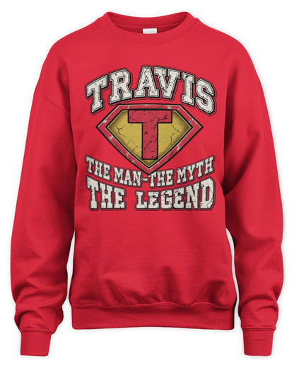 The Man The Myth The Legend Superman Graphic T-Shirt TRAVIS M1-74 / Unisex Sweatshirt / red