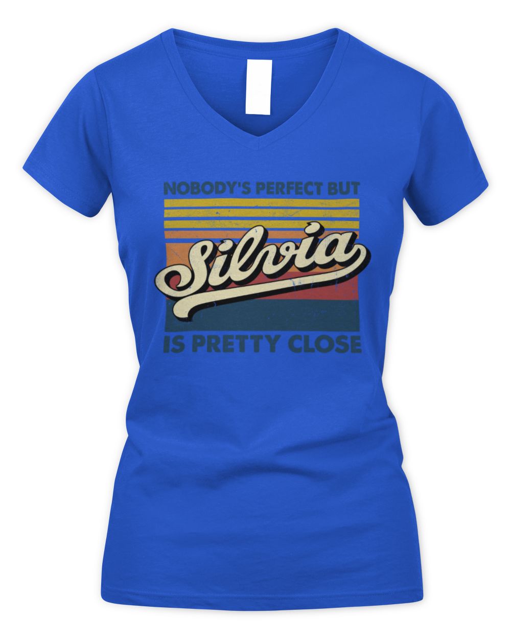 Nobody's Perfect But Your Name Is Pretty Close Retro Shirt SILVIA M1-65 / Women's V-Neck T-Shirt / royal