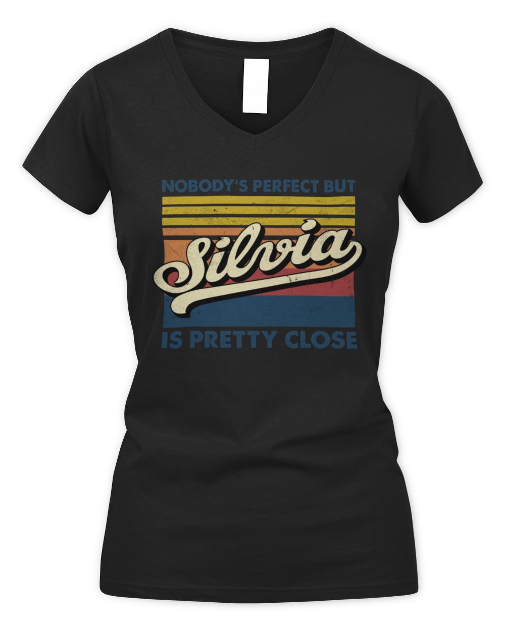 Nobody's Perfect But Your Name Is Pretty Close Retro Shirt SILVIA M1-65 / Women's V-Neck T-Shirt / black