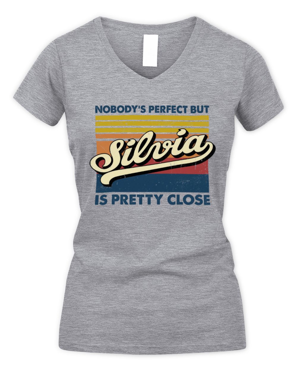Nobody's Perfect But Your Name Is Pretty Close Retro Shirt SILVIA M1-65 / Women's V-Neck T-Shirt / sport grey