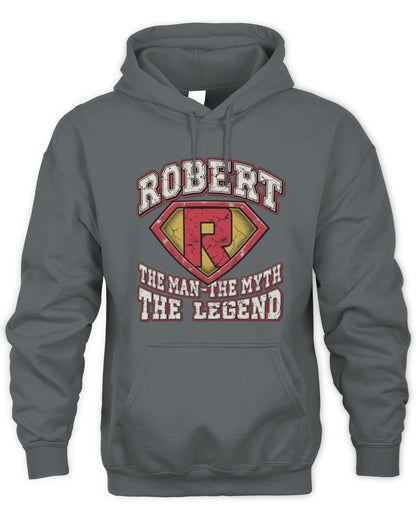 The Man The Myth The Legend Superman Graphic T-Shirt ROBERT M1-74 / Unisex Hoodie / charcoal