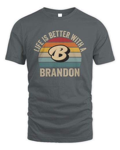Life Is Better with Name Vintage Sun Shirt BRANDON M1-50 / Unisex Standard T-Shirt / charcoal