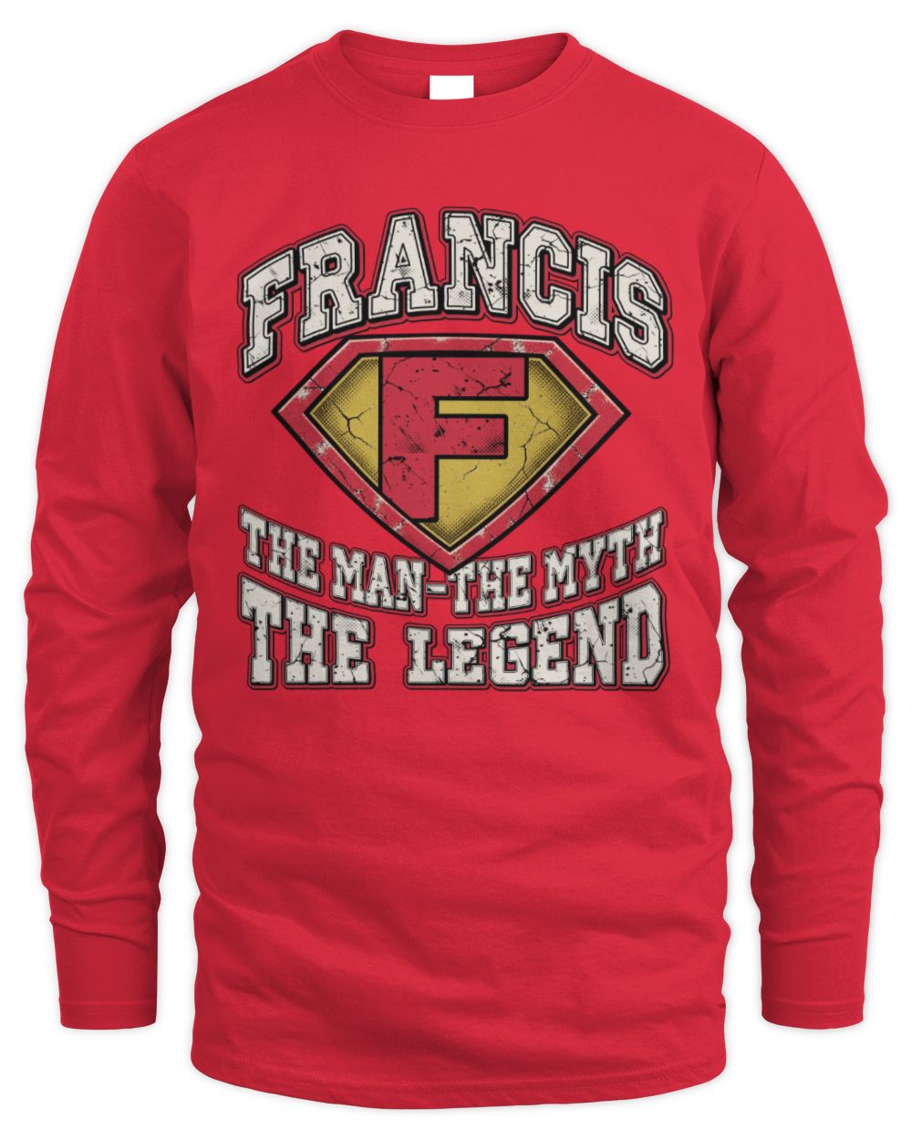 The Man The Myth The Legend Superman Graphic T-Shirt FRANCIS M1-74 / Men's Long Sleeved T-Shirt / red
