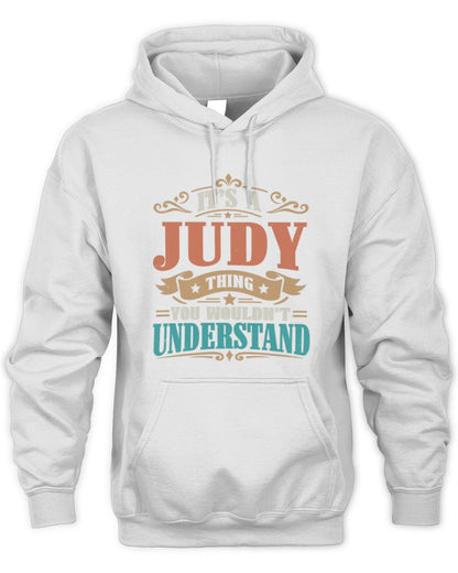 It’s a Name Thing Personalized Retro T-Shirt JUDY M1-47 / Unisex Hoodie / white