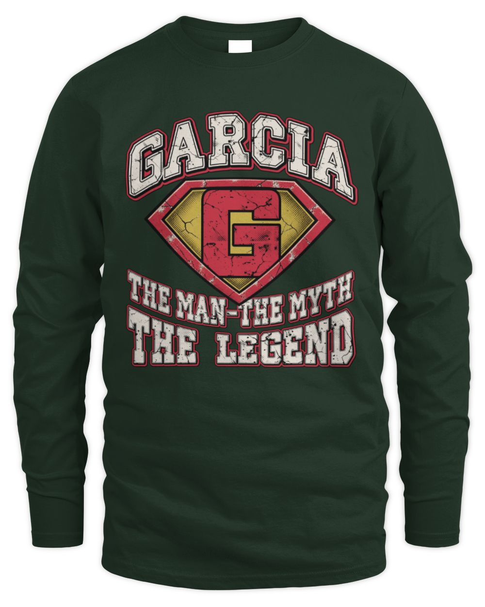 The Man The Myth The Legend Superman Graphic T-Shirt GARCIA M1-74 / Men's Long Sleeved T-Shirt / forest green