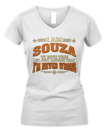 I'm Name Let's Just Assume I'm Never Wrong Retro Shirt SOUZA M1-64 / Women's V-Neck T-Shirt / white