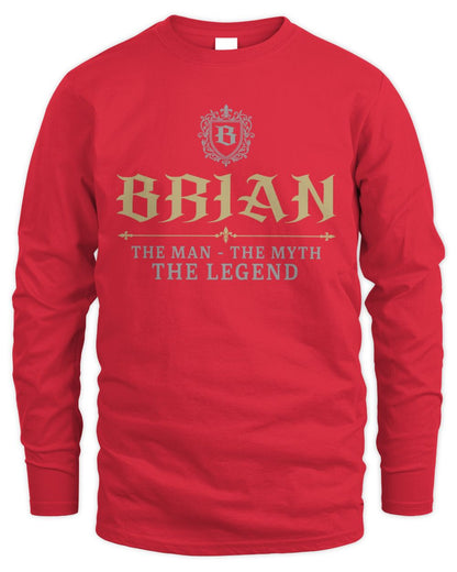The Man The Myth The Legend Western Shirt BRIAN M1-78 / Men's Long Sleeved T-Shirt / red