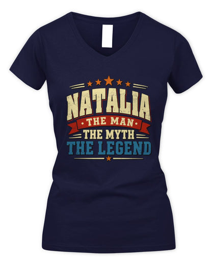 The Man The Myth The Legend Ribbon Vintage T-Shirt NATALIA M1-56 / Women's V-Neck T-Shirt / navy