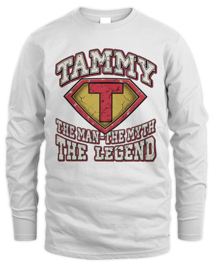 The Man The Myth The Legend Superman Graphic T-Shirt TAMMY M1-74 / Men's Long Sleeved T-Shirt / white
