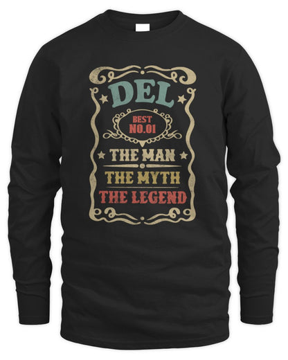The Man The Myth The Legend Vintage Gold Wine Shirt DEL M1-52 / Men's Long Sleeved T-Shirt / black