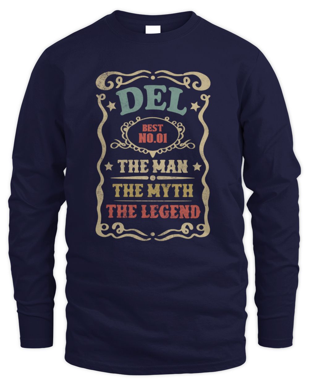 The Man The Myth The Legend Vintage Gold Wine Shirt DEL M1-52 / Men's Long Sleeved T-Shirt / navy