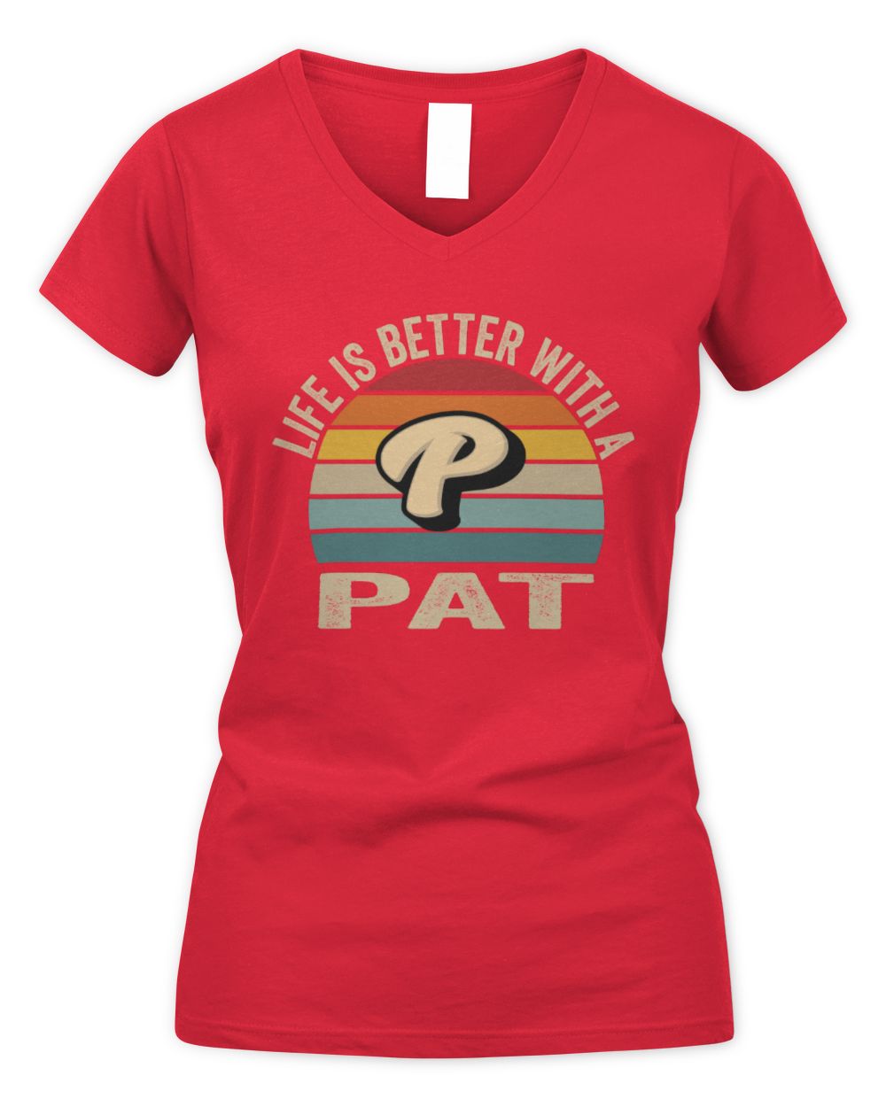 Life Is Better with Name Vintage Sun Shirt PAT M1-50 / Women's V-Neck T-Shirt / red