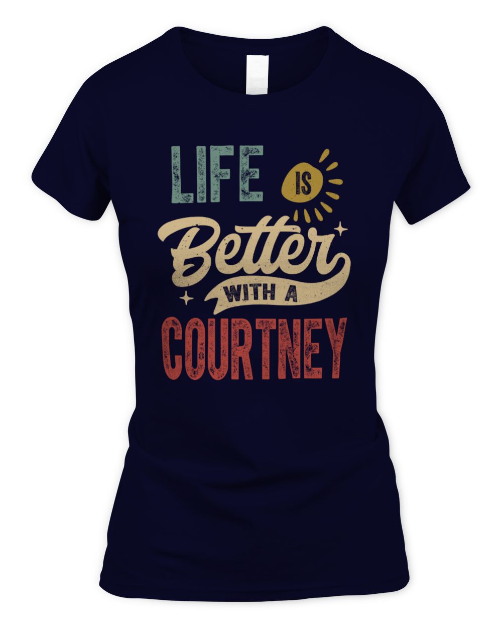 Life Is Better With a Name Personalized Retro T-Shirt COURTNEY-48 / Women's Standard T-Shirt / navy