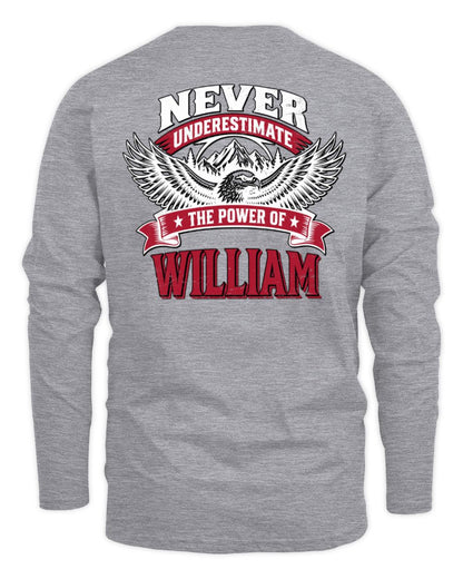 Never Underestimate Your Name Eagle Mountain Shirt WILLIAM M1-61 / Men's Long Sleeved T-Shirt / sport grey