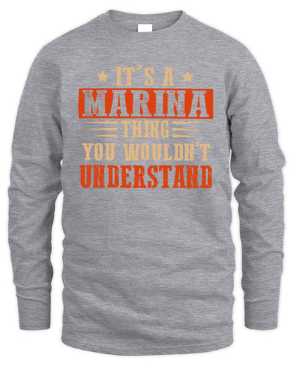 It's a Name Thing Personalized Funny Shirt MARINA M1-51 / Men's Long Sleeved T-Shirt / sport grey