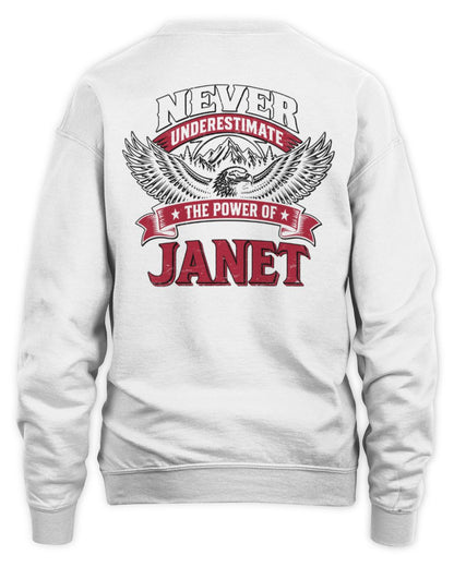 Never Underestimate Your Name Eagle Mountain Shirt JANET M1-61 / Unisex Sweatshirt / white