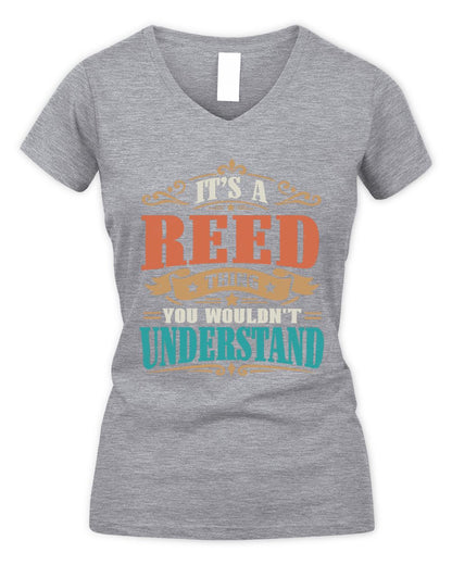 It’s a Name Thing Personalized Retro T-Shirt REED M1-47 / Women's V-Neck T-Shirt / sport grey