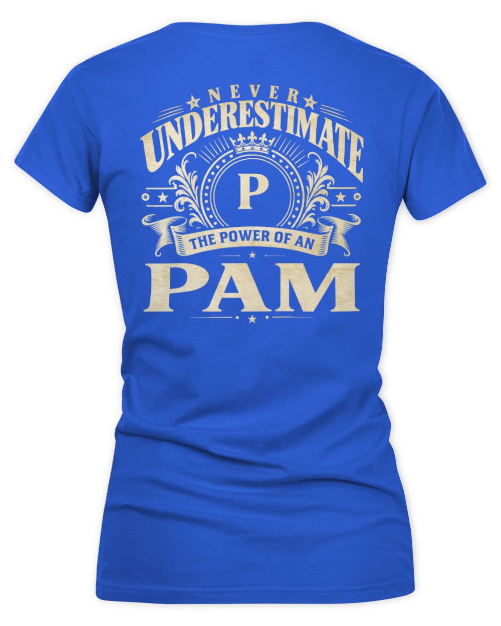 Never Underestimate Your Name Luxury Logo Shirt PAM M1-63 / Women's V-Neck T-Shirt / royal