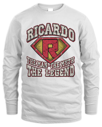 The Man The Myth The Legend Superman Graphic T-Shirt RICARDO M1-74 / Men's Long Sleeved T-Shirt / white