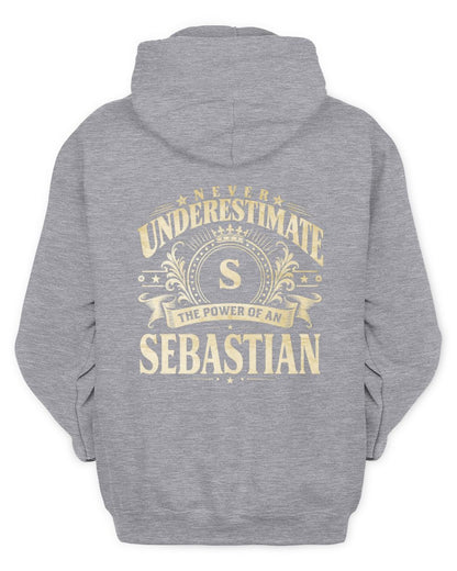 Never Underestimate Your Name Luxury Logo Shirt SEBASTIAN M1-63 / Unisex Hoodie / sport grey