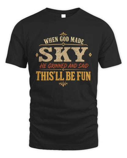 When God Made Your Name Funny Western T-Shirt SKY M1-81 / Unisex Standard T-Shirt / black