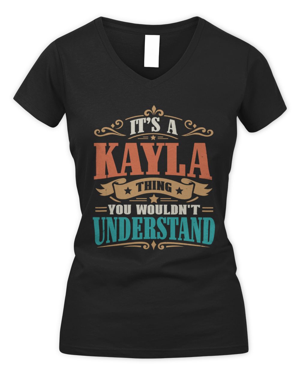 It’s a Name Thing Personalized Retro T-Shirt KAYLA M1-47 / Women's V-Neck T-Shirt / black