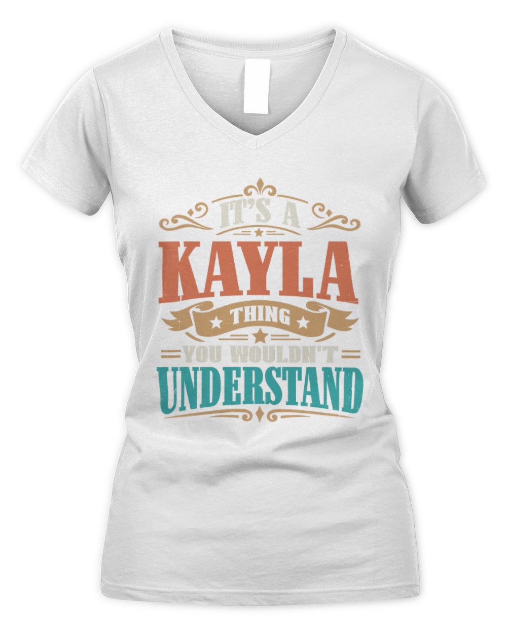 It’s a Name Thing Personalized Retro T-Shirt KAYLA M1-47 / Women's V-Neck T-Shirt / white
