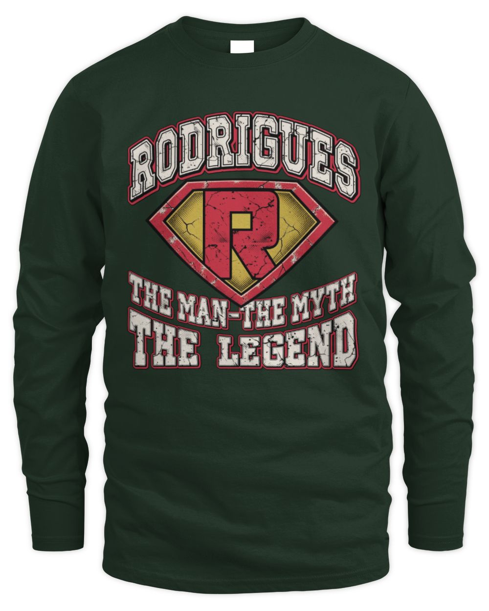 The Man The Myth The Legend Superman Graphic T-Shirt RODRIGUES M1-74 / Men's Long Sleeved T-Shirt / forest green