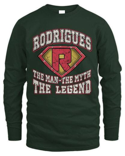 The Man The Myth The Legend Superman Graphic T-Shirt RODRIGUES M1-74 / Men's Long Sleeved T-Shirt / forest green