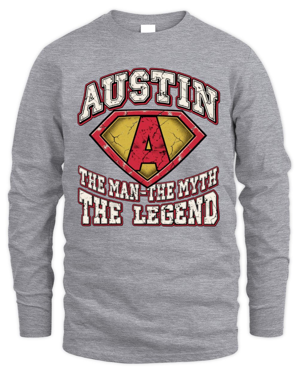 The Man The Myth The Legend Superman Graphic T-Shirt AUSTIN M1-74 / Men's Long Sleeved T-Shirt / sport grey