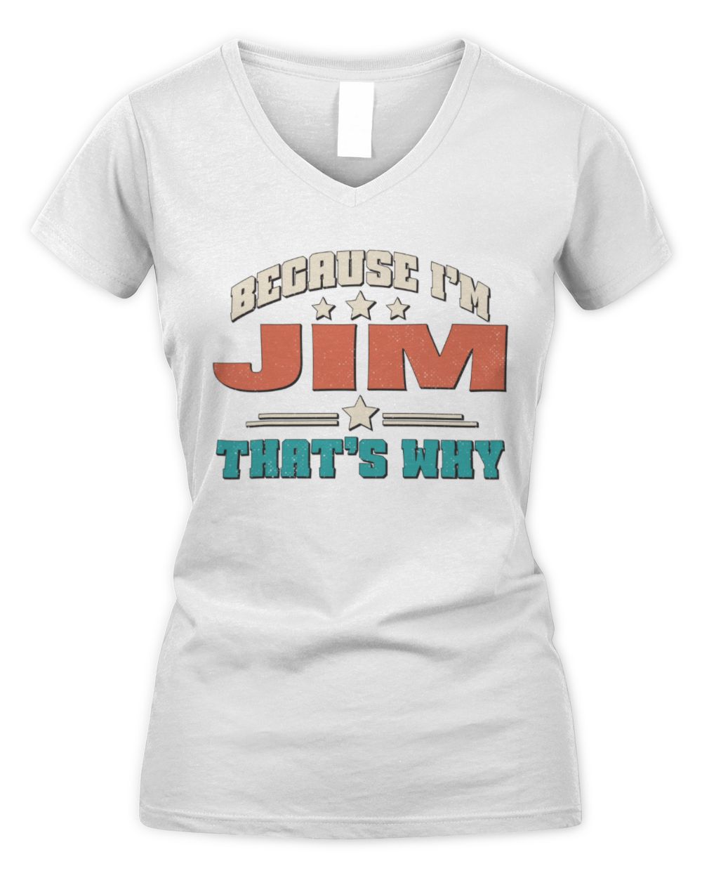 Because I'm Name That's Why Personalized Retro Shirt JIM-49 / Women's V-Neck T-Shirt / white