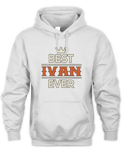 Best Your Name With Crown Shirt IVAN M1-59 / Unisex Hoodie / white