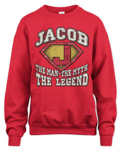 The Man The Myth The Legend Superman Graphic T-Shirt JACOB M1-74 / Unisex Sweatshirt / red