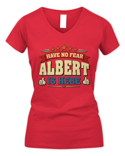 Have No Fear Your Name Is Here Cool Graphic T-Shirt ALBERT M1-71 / Women's V-Neck T-Shirt / red