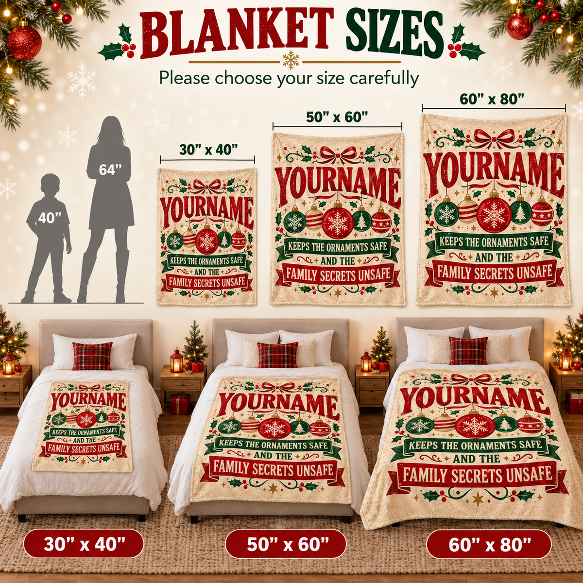 Your Name Keeps The Ornaments Safe And The Family Secrets Unsafe - Personalized Blanket