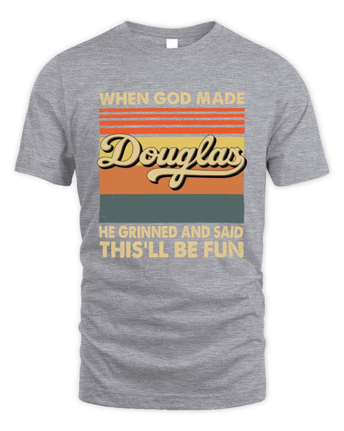 When God Made Your Name He Grinned Vintage T-Shirt DOUGLAS M1-55 / Unisex Standard T-Shirt / sport grey