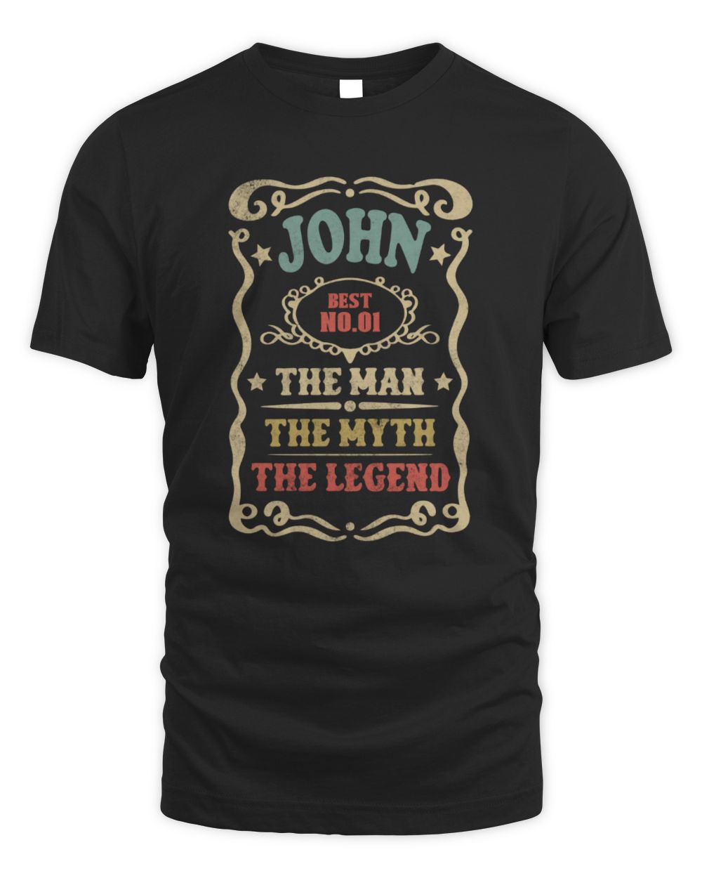 The Man The Myth The Legend Vintage Gold Wine Shirt JOHN M1-52 / Unisex Standard T-Shirt / black