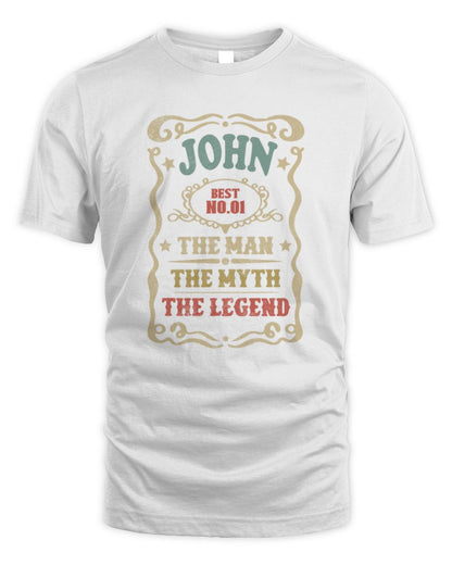 The Man The Myth The Legend Vintage Gold Wine Shirt JOHN M1-52 / Unisex Standard T-Shirt / white