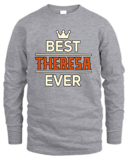 Best Your Name With Crown Shirt THERESA M1-59 / Men's Long Sleeved T-Shirt / sport grey