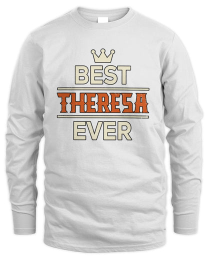Best Your Name With Crown Shirt THERESA M1-59 / Men's Long Sleeved T-Shirt / white