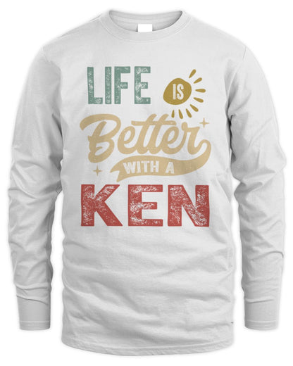 Life Is Better With a Name Personalized Retro T-Shirt KEN-48 / Men's Long Sleeved T-Shirt / white