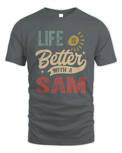 Life Is Better With a Name Personalized Retro T-Shirt SAM-48 / Unisex Standard T-Shirt / charcoal