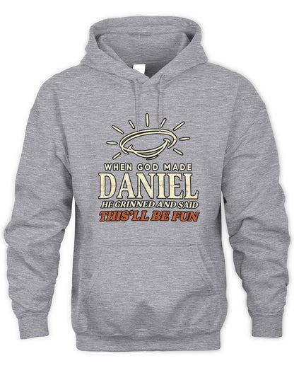 When God Made Your Name Funny Western T-Shirt T-Shirt DANIEL M1-S82 / Unisex Hoodie / sport grey