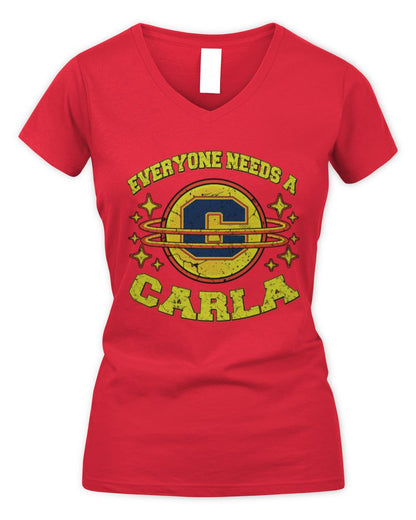 Everyone Needs a Your Name Shirt CARLA M1-76 / Women's V-Neck T-Shirt / red