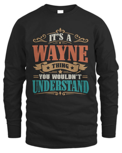 It’s a Name Thing Personalized Retro T-Shirt WAYNE M1-47 / Men's Long Sleeved T-Shirt / black