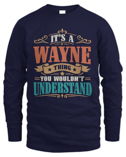It’s a Name Thing Personalized Retro T-Shirt WAYNE M1-47 / Men's Long Sleeved T-Shirt / navy