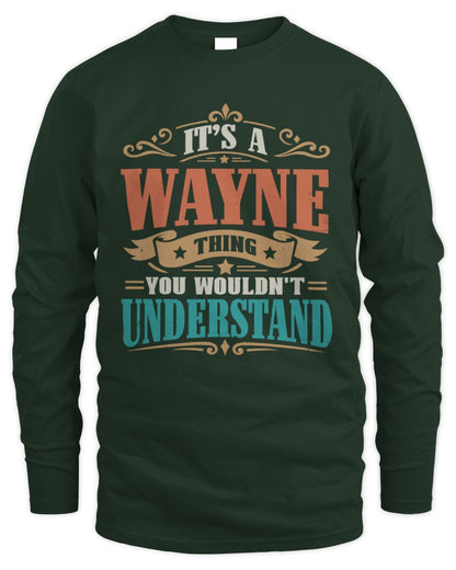 It’s a Name Thing Personalized Retro T-Shirt WAYNE M1-47 / Men's Long Sleeved T-Shirt / forest green